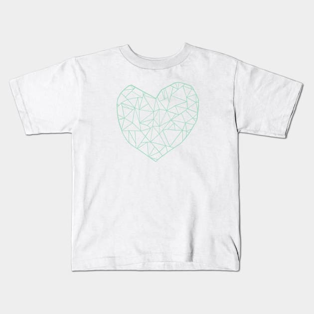 Abstract Heart Mint Kids T-Shirt by ProjectM